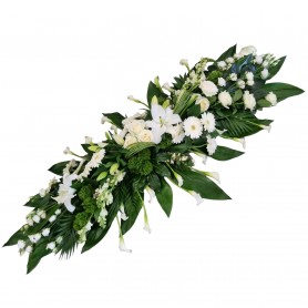 DESSUS DE CERCUEIL BLANC RETOMBANT